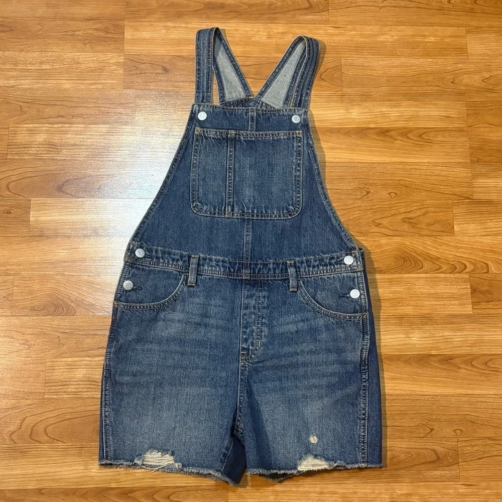Old Navy Girls' Denim Shortalls Size XL (14-16) Adjustable Straps overall shorts